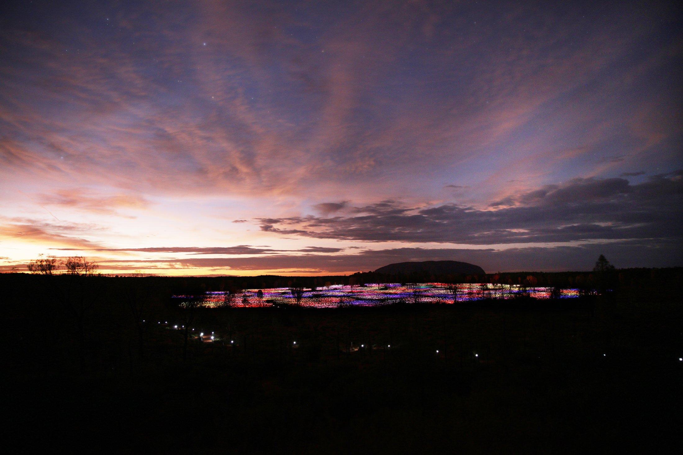 A sunset view Field of Light