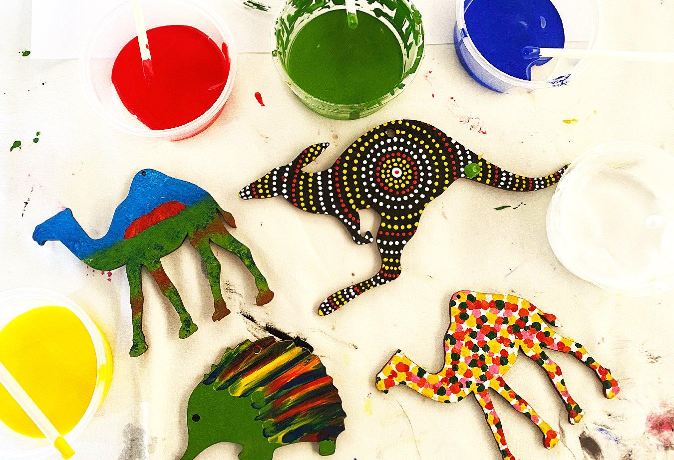 Paint Your Own Australian Animal stencils and paint tubs