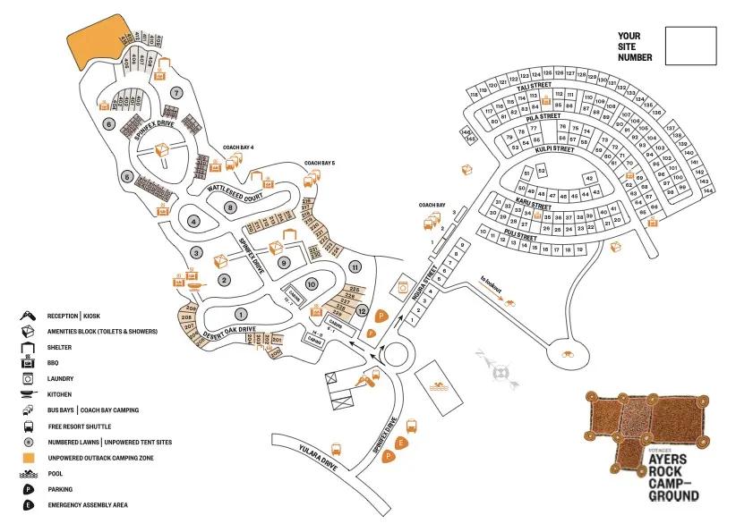Map of Ayers Rock Resort Campground