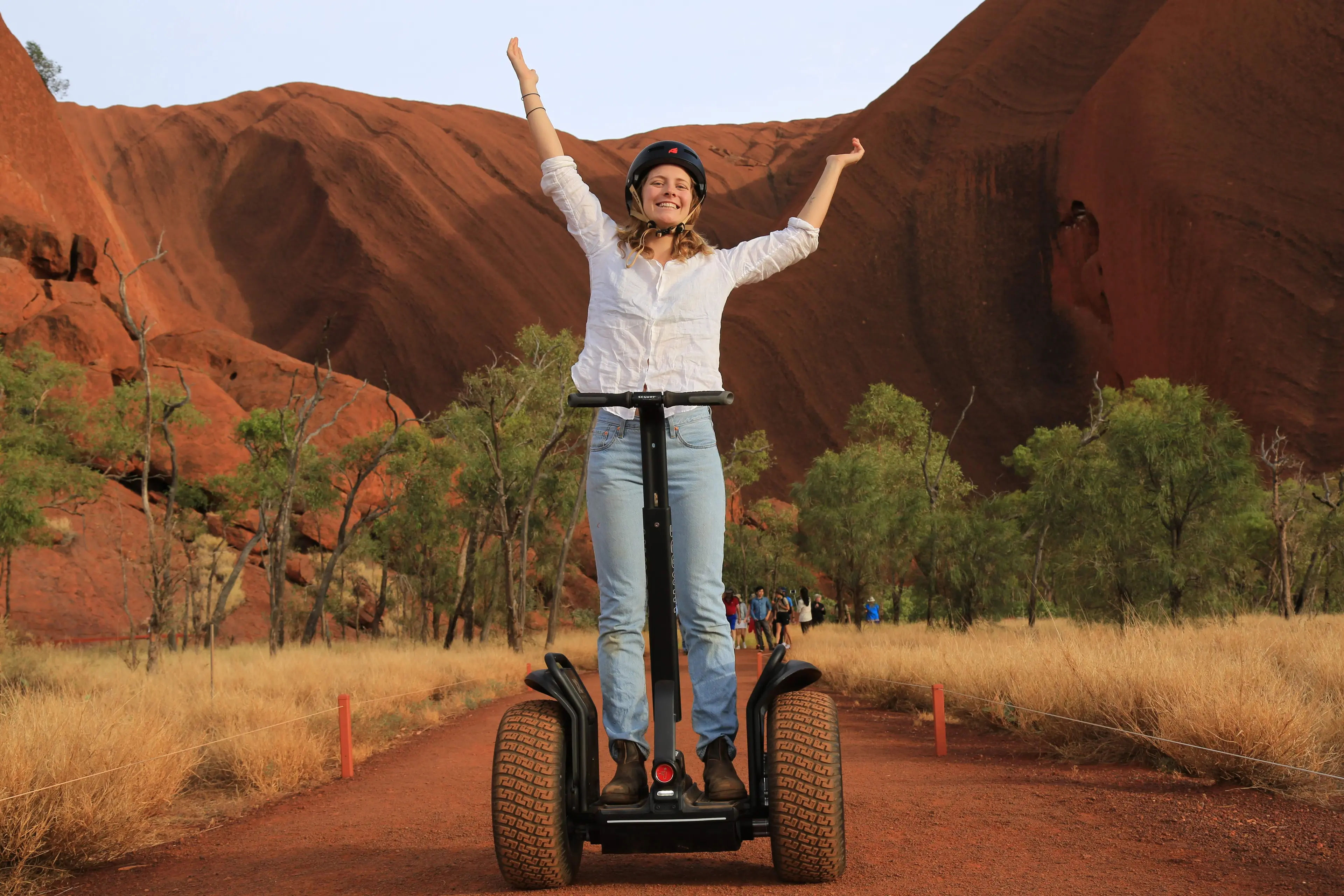 Guest on a guided Segway tour at the base of Uluru