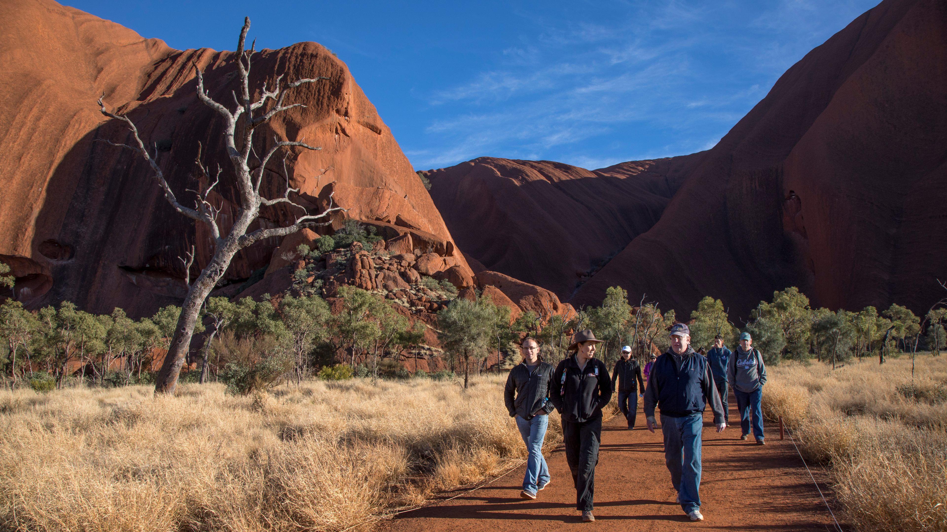 Visitors on a path on the trek