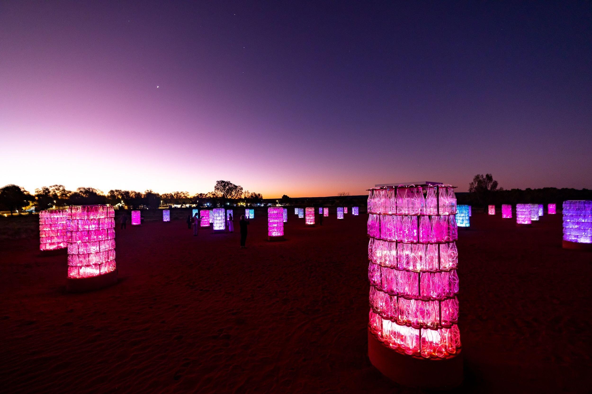 Bruce Munro's Light Towers installation at Kings Canyon, Northern Territory