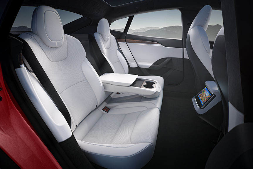 Backseat of Tesla Model S