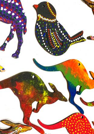Paint Your Own Australian Animal stencils and paint tubs